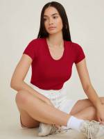  Round Neck Cap Sleeve Women T-Shirts 546