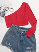  Slim Fit Long Sleeve Red Women Clothing 1105