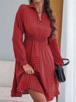  Regular Fit Collar Long Sleeve Women Dresses 856