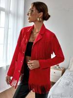  Red Lapel Long Sleeve Women Clothing 722