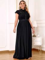 Cap Sleeve Maxi Glamorous Plus Size Dresses 3862