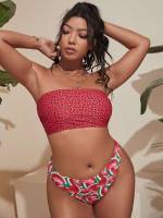  Red Bandeau Plus Size Beachwear 8681