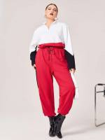  Colorblock Red Cropped Plus Size Sweatpants 1150