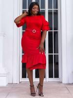 Red Slim Fit Glamorous Plus Size Dresses 4129