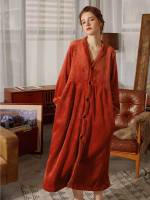 Casual V neck Women Robes 3821