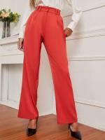 Red  Plain Women Suit Pants 108