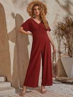 Boho Plain Long Maternity Jumpsuits 9863