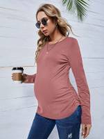 Ruched Casual Plain Maternity Tops 2486