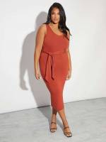 Midi Plain Slim Fit Elegant Plus Size Dresses 6974