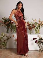 Plain Maxi Regular Fit Women Wedding Party Wear 9489