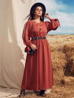  Knot Round Neck Plus Size Dresses 3702