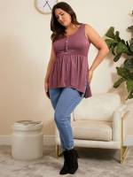 Casual Plain Regular Fit Plus Size Tank Tops  Camis 8097