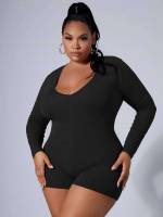 Backless Scoop Neck Skinny Sexy Plus Size Jumpsuits  Bodysuits 9365