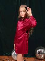 Regular Fit Cut Out Rose Red Short Girls Dresses 149