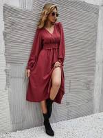  Long Sleeve V neck Women Dresses 6321