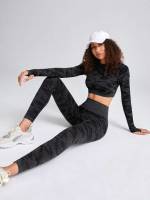 Long Sleeve Plain  Women Activewear 2853