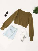 Crop Plain Regular Fit Women Sweatshirts 1620