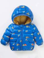 Royal Blue Hooded Long Sleeve Casual Toddler Boy Winter Coats 4371