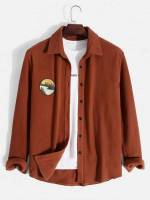 Graphic Collar Button Regular Men Coats 4293