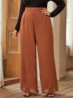 Loose Elegant Long Plain Plus Size Pants 9616