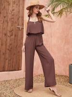 Rust Brown Criss Cross Plain Women Clothing 7750