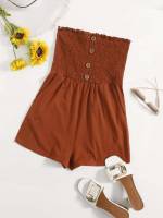 Strapless Rust Brown Boho Sleeveless Women Jumpsuits  Bodysuits 528