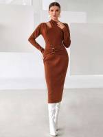  Plain Elegant Long Women Sweater Skirts 5738