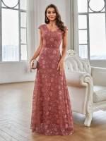  Regular Fit V neck Contrast Lace Women Wedding Party Wear 793