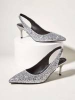 Fashionable Glitter Silver Shoes 1195