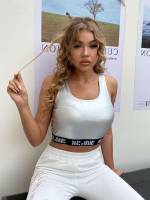 Silver Crop Tape Women Tank Tops  Camis 8418