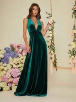 Regular Fit Glamorous Backless Teal Blue Weddings  Events 6159