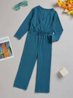  V neck Long Toddler Girl Jumpsuits 1090