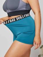  Letter Teal Blue Plus Size Sports Shorts 7383