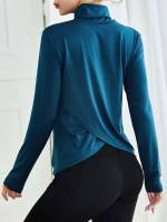 Wrap Teal Blue Regular Fit Women Active Tops 673