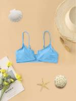 Spaghetti Strap  Plain Women Bikini Tops 9988