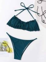  Casual Teal Blue Women Swimwear 452