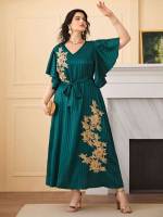 Floral Regular Fit Long Plus Size Dresses 992