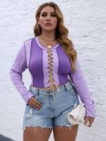 Sexy Long Sleeve Slim Fit Crop Plus Size Tops 2769