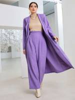 Violet Purple Zipper Plain Women Bottoms 6561