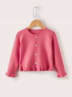 Round Neck Long Sleeve Regular Fit Cute Toddler Girls Knitwear 414