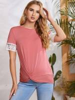  Watermelon Pink Short Sleeve Regular Maternity T-shirts 9080