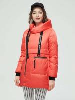 Watermelon Pink Regular Fit Hooded Letter Women Winter Coats 19