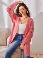 Watermelon Pink  Plain Women Cardigans 985