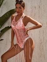 Halter  Watermelon Pink Women Cover Ups 7774