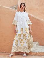 White Boho Round Neck Three Quarter Length Sleeve Wedding  Special 684