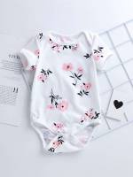  Round Neck White Baby Bodysuits 598