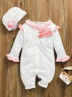 Round Neck Long White Baby Jumpsuits 6014