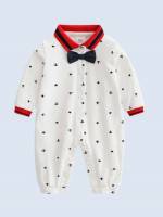  Long Sleeve Bow Casual Baby Jumpsuits 3617