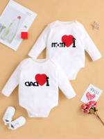 White Heart Round Neck Baby  Mom 5991