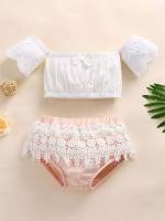 Off the Shoulder White Cute Baby Sets 139